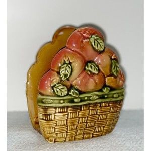 Ceramic Apple Basket Napkin or Letter Holder  Vintage
